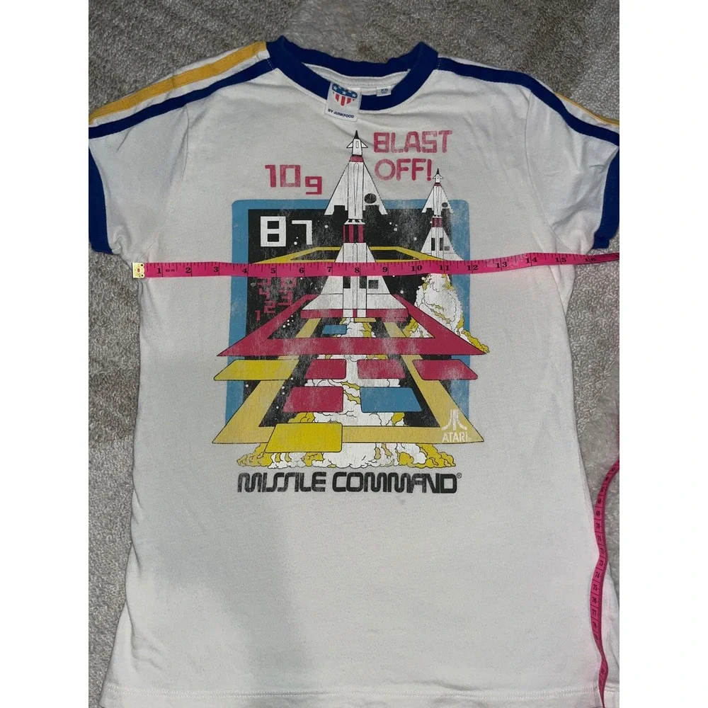 Junk Food Atari Missile Command Ringer Tee XS White Retro Graphic T-Shirt Womens - Picture 4 of 5